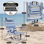 17" Big & Tall Oversized Beach Chairs 2-Pack – Heavy Duty Folding Outdoor Seating - 2