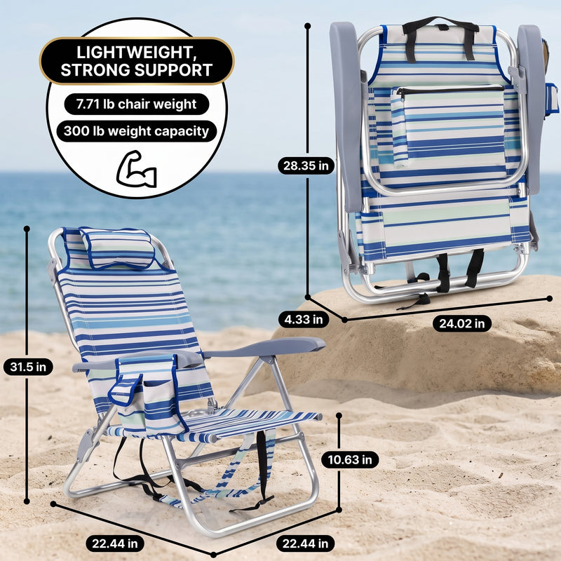 17" Big & Tall Oversized Beach Chairs 2-Pack – Heavy Duty Folding Outdoor Seating - 2