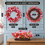 VALENTINE WREATHS FOR FRONT DOOR – HEART & BERRY FLORAL WREATH FOR VALENTINE’S DAY DÉCOR - 2
