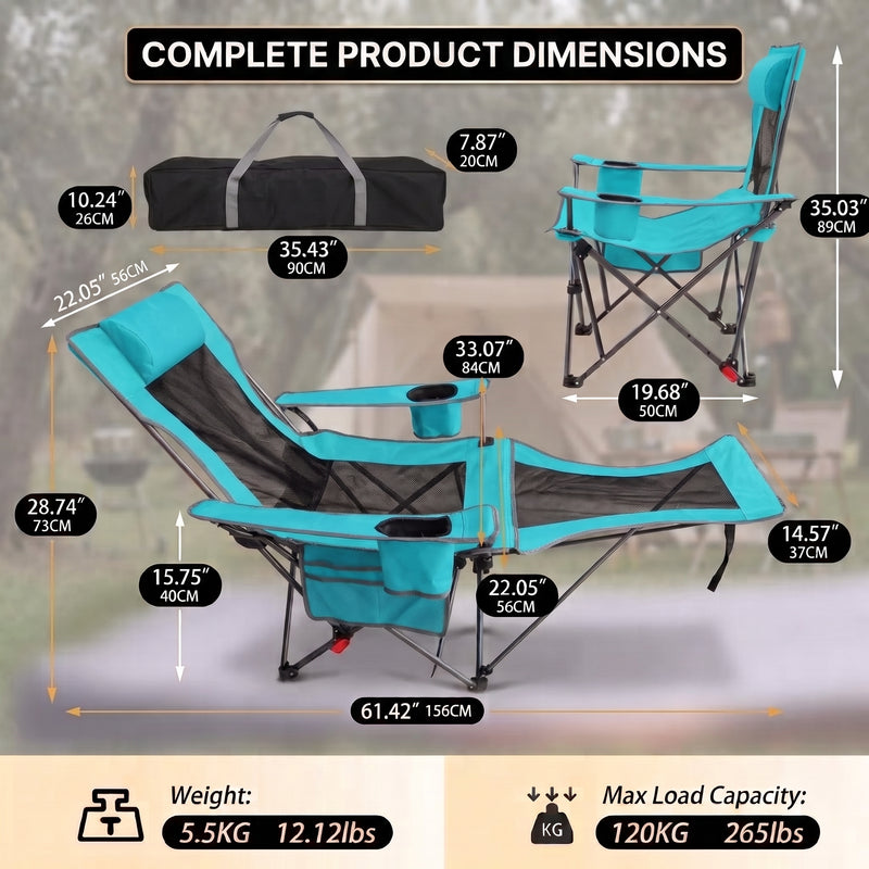 Premium Reclining Outdoor Camping Chair – Adjustable Comfort Seat - 2