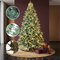 8FT Blue-Green Tint PE/PVC Christmas Tree with 650 Warm White LED Lights – 2458 Tips, Hinged Branch Design, Full Natural Look, Metal Stand, Easy Assembly Holiday Decoration