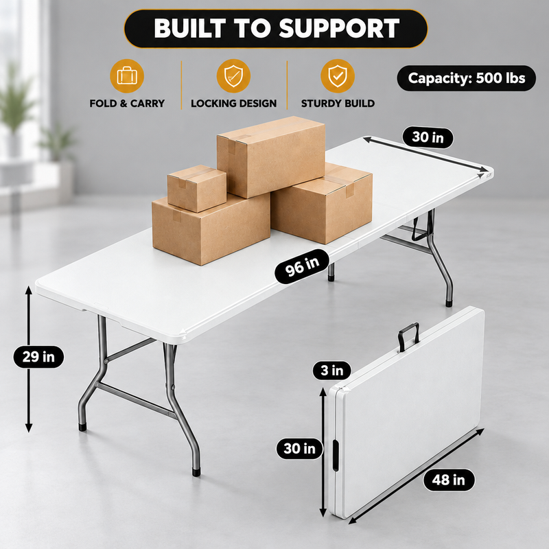 8 ft Heavy Duty Folding Table - 2