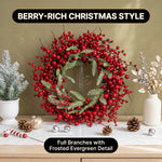 CHRISTMAS BERRY WREATH FOR FRONT DOOR – WINTER PINE HOLIDAY DÉCOR - 2