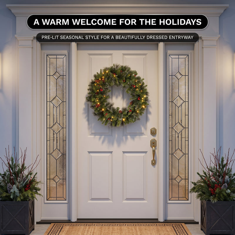 PRE-LIT CHRISTMAS WREATH – WARM LED DOOR DÉCOR - 2