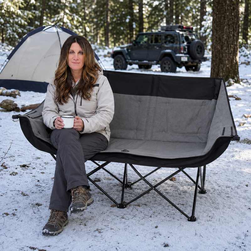 Heated Camping Chair for Adult Outdoor Activities - Portable Folding Heated Chair with 3 Adjustable Heat Levels, Heating Backrest Cushion Support 264LBS for Patio Camping (Battery Not Included) - 2