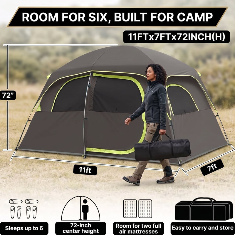 5–8 PERSON FAMILY DOME CAMPING TENT – WATERPROOF OUTDOOR TENT WITH RAINFLY & CARRY BAG - 2