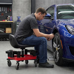 Adjustable Rolling Garage Stool – Ergonomic Shop Seat with Casters & Tool Tray | Trufairs - 2(new)