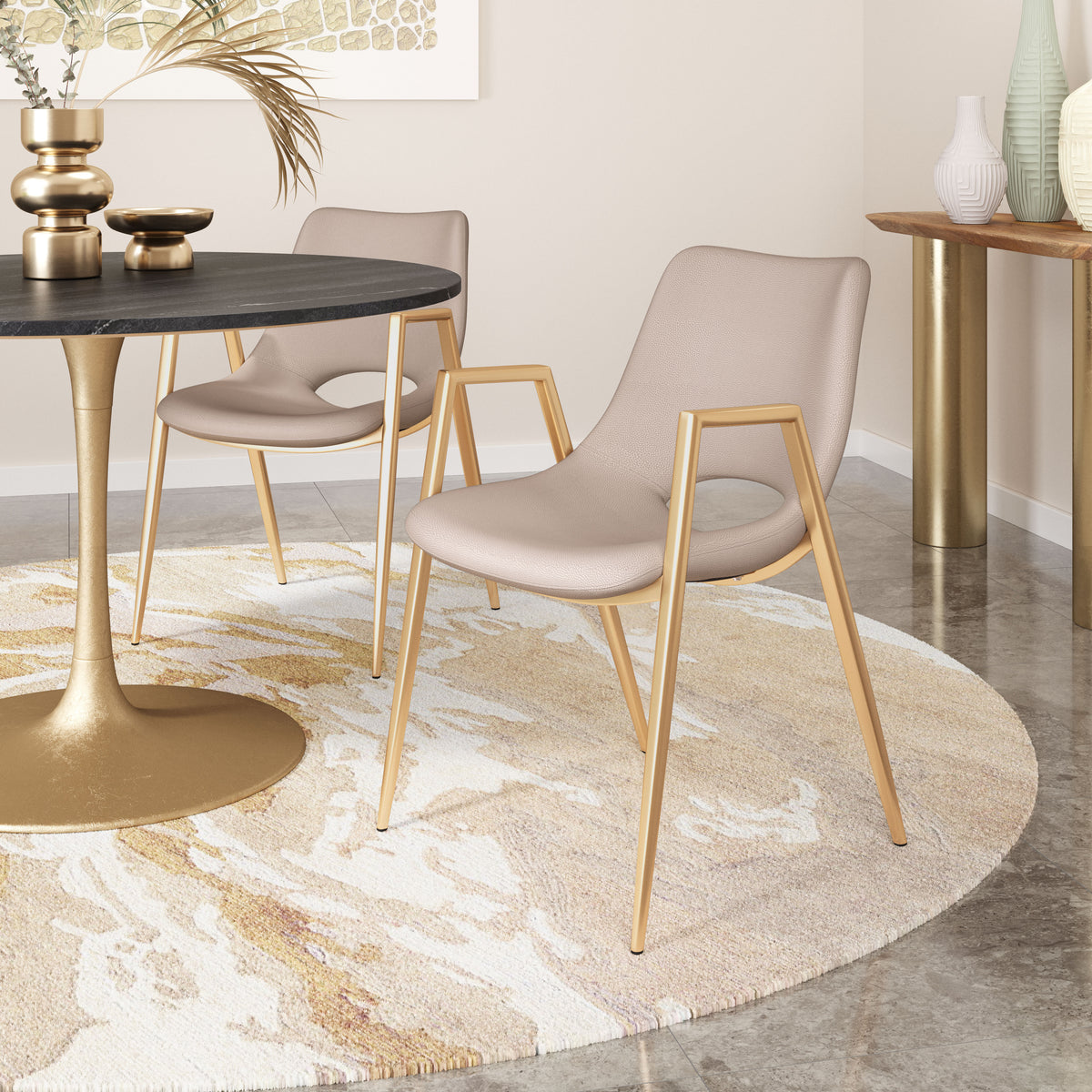 Desi Dining Chair Beige & Gold