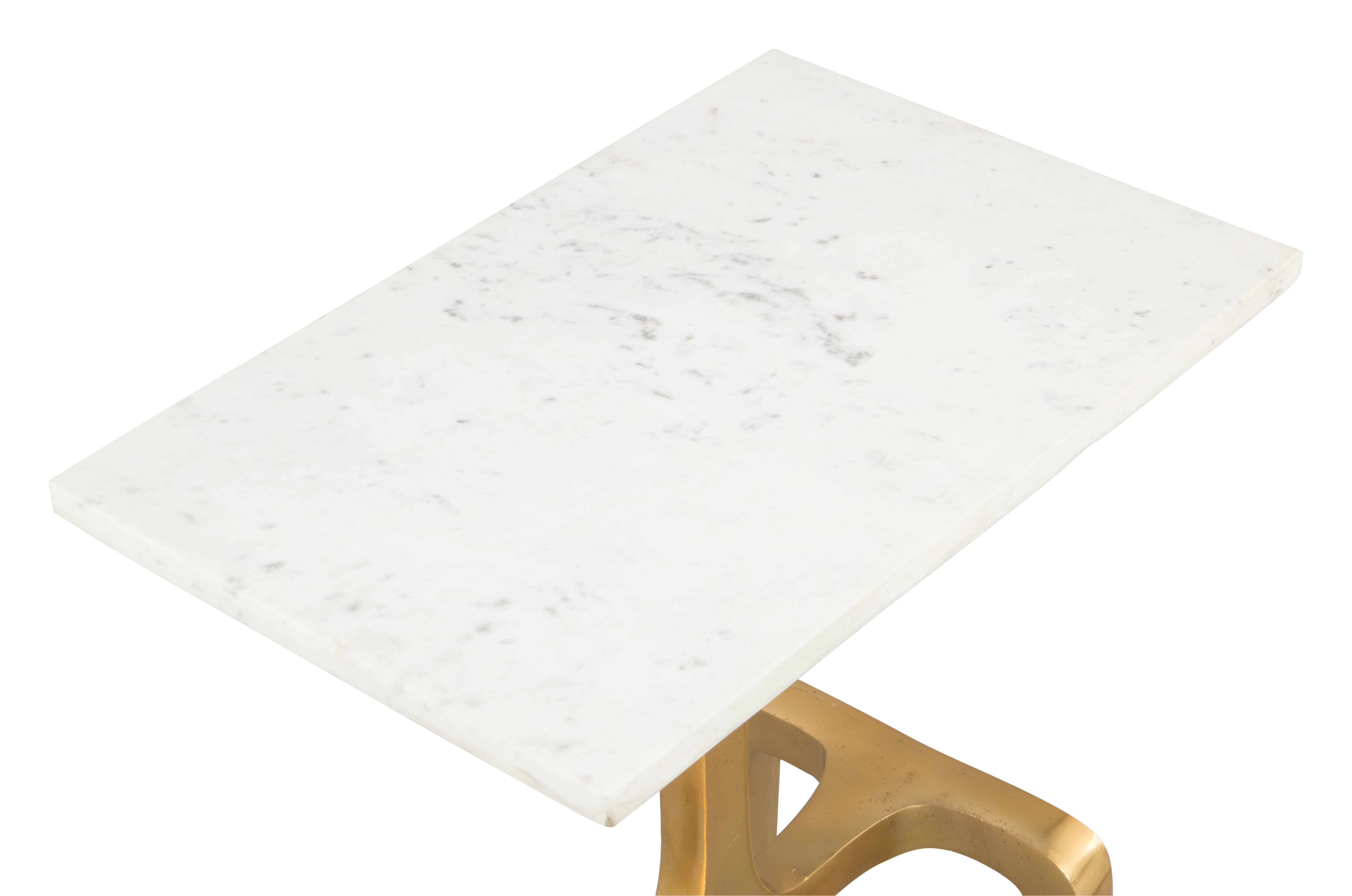 Clement Side Table White & Gold