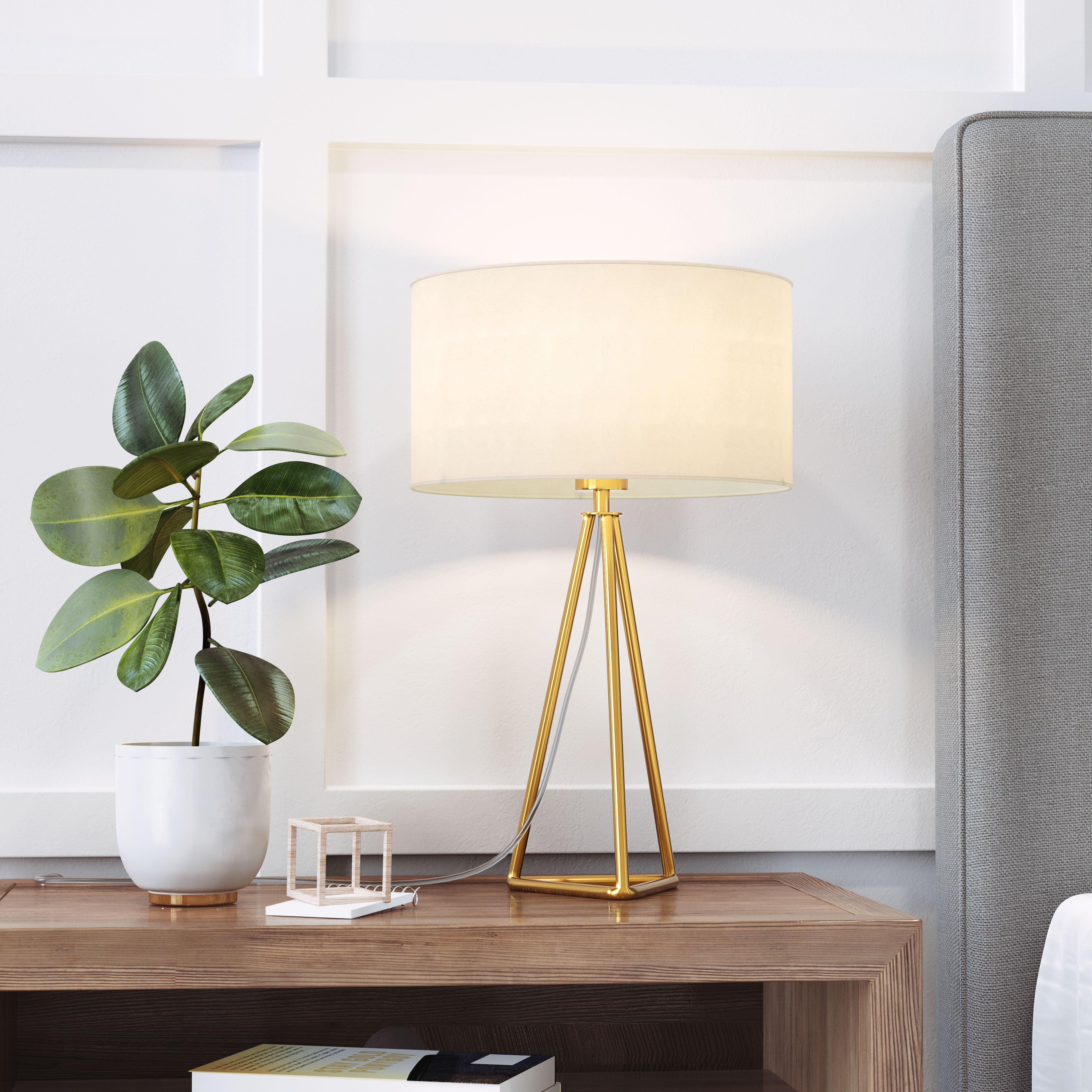 Sascha Table Lamp White & Brass