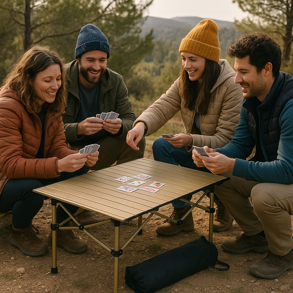 TrailMate Folding Carbon Steel Camping Table – Portable Roll-Up Picnic & BBQ Table with Carry Bag