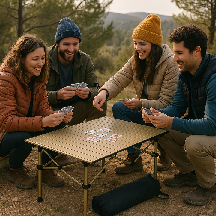 TrailMate Folding Carbon Steel Camping Table – Portable Roll-Up Picnic & BBQ Table with Carry Bag