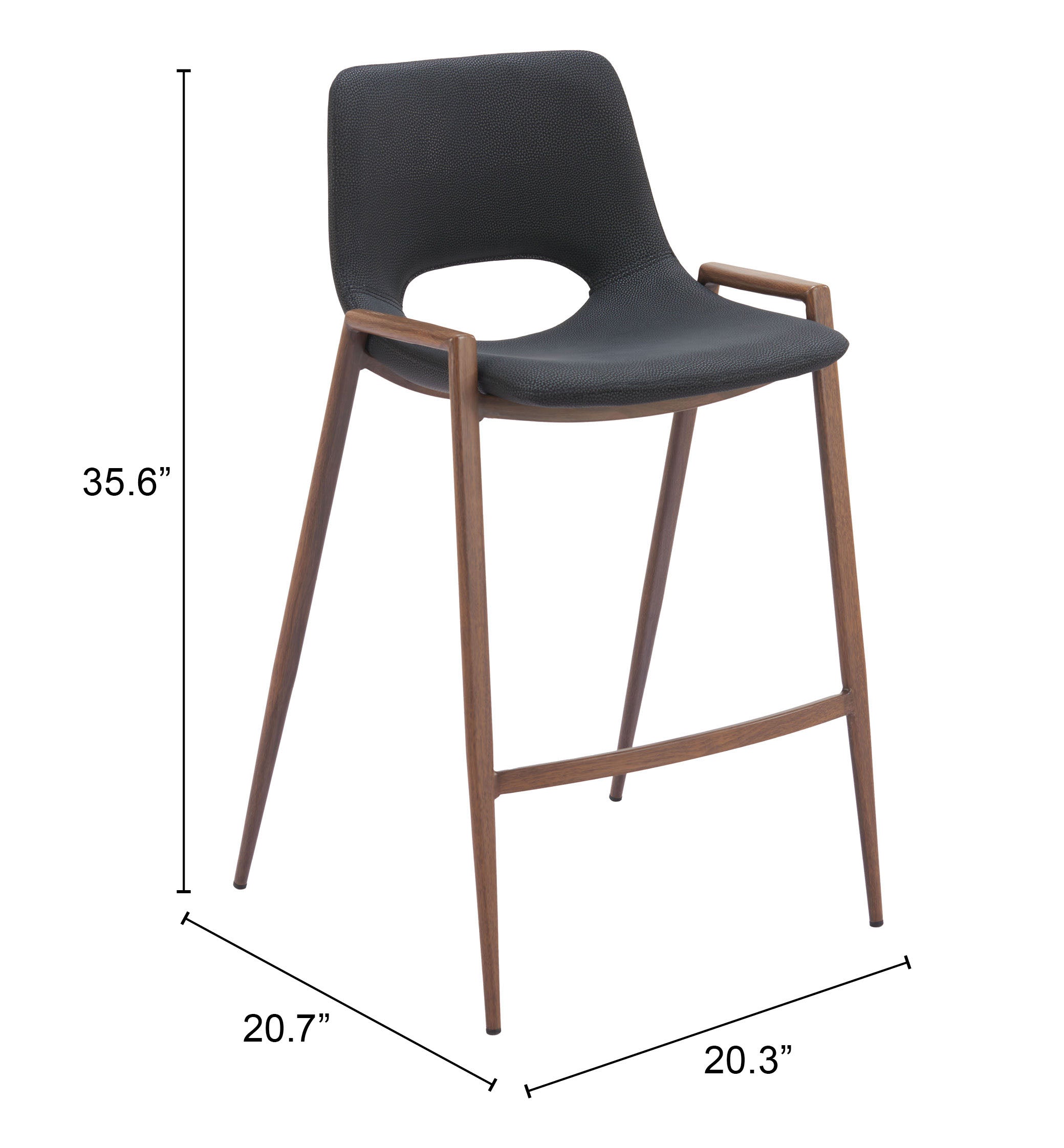 Desi Counter Stool Black & Walnut