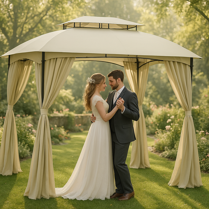 Exclusive 10' x 13' Patio Gazebo Canopy - Premium Double Vented Roof Steel Frame Outdoor Shelter
