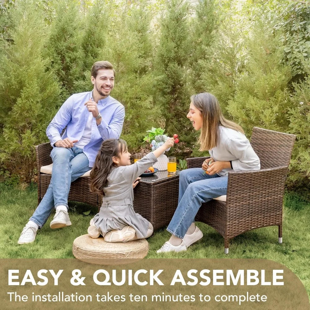 3-Piece Outdoor PE Rattan