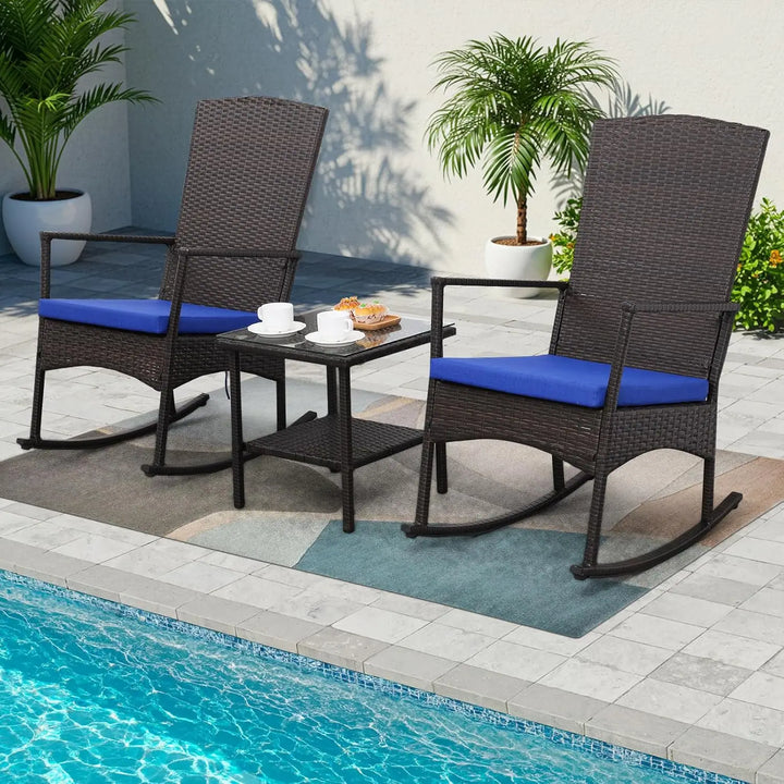 3-Piece Patio Rattan Bistro Set