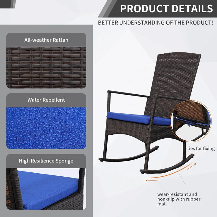 3-Piece Patio Rattan Bistro Set