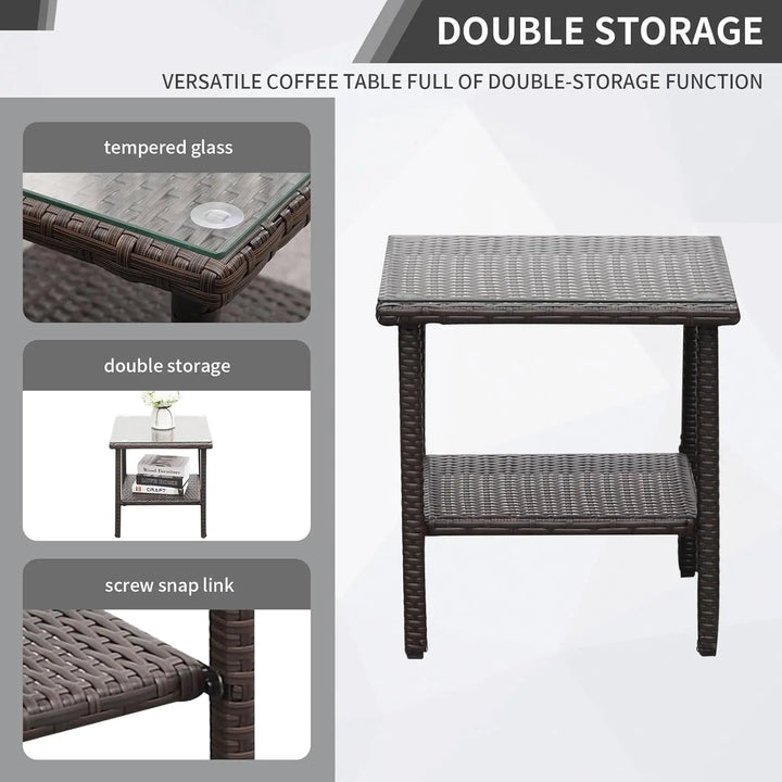 3-Piece Patio Rattan Bistro Set