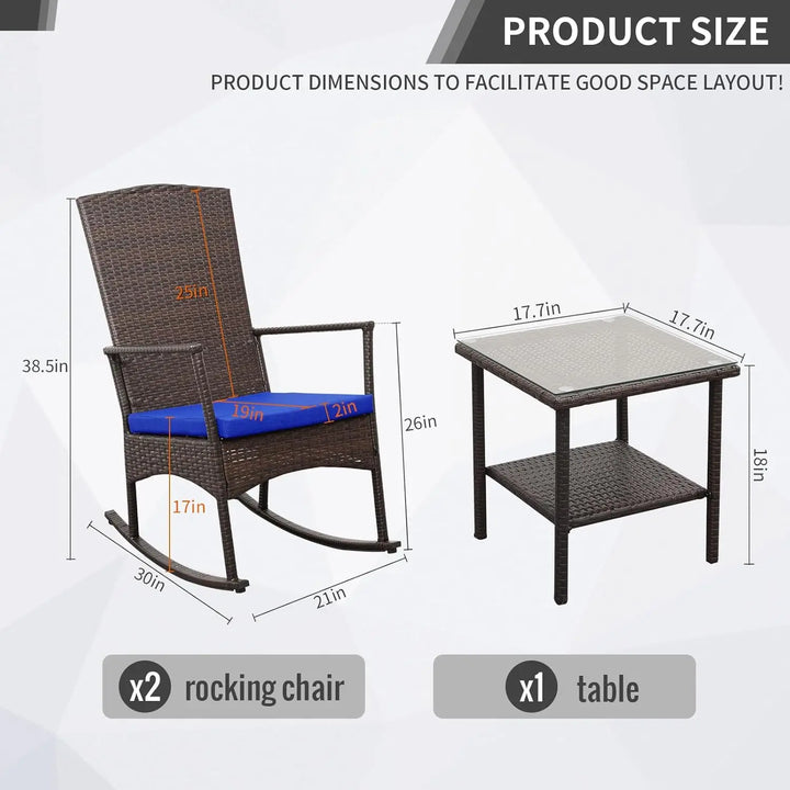 3-Piece Patio Rattan Bistro Set