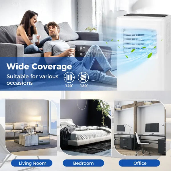 3-in-1 8000 BTU Portable Air Conditioner with Remote Control