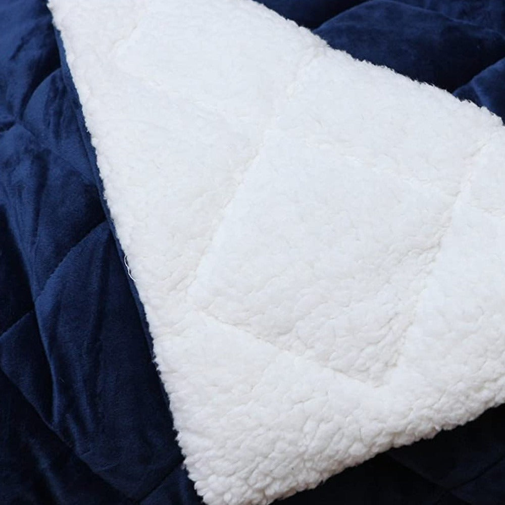 NavyQuilt Plush Microfiber Throw Blanket – Soft Quilted Comfort | Oversized Luxury | Trufairs