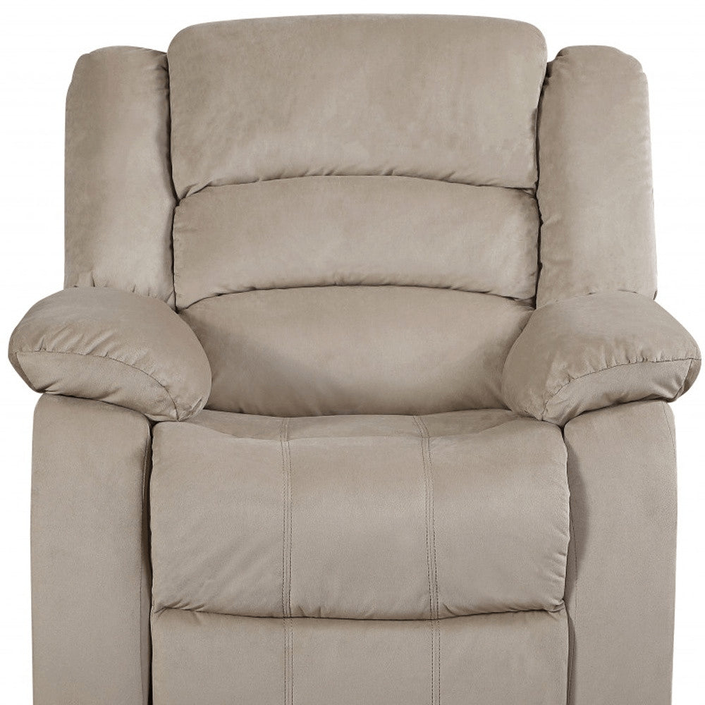 Premium Beige Fabric Recliner Chair - Modern 40"" Manual Reclining Furniture with Solid Wood Frame Construction