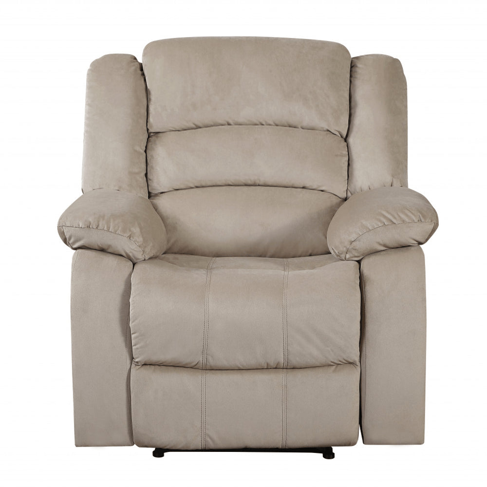 Premium Beige Fabric Recliner Chair - Modern 40"" Manual Reclining Furniture with Solid Wood Frame Construction