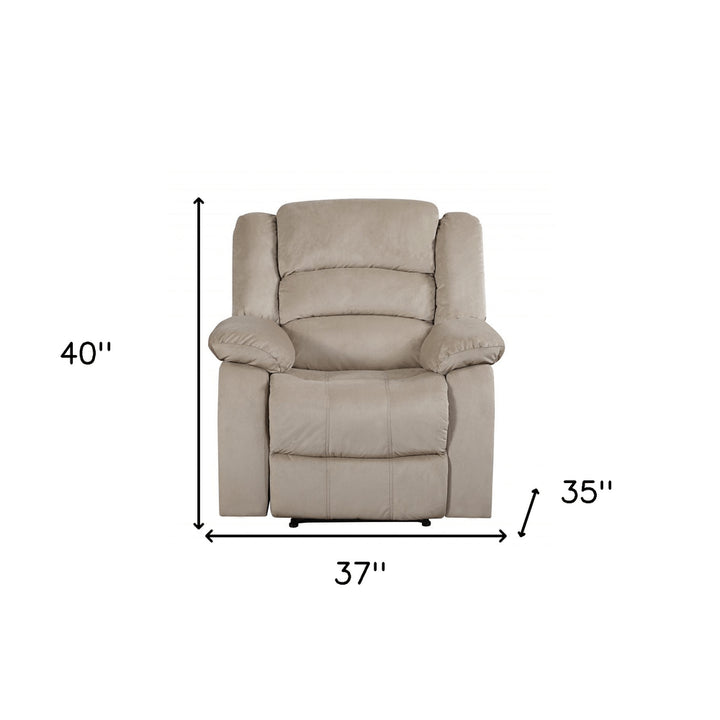 Premium Beige Fabric Recliner Chair - Modern 40"" Manual Reclining Furniture with Solid Wood Frame Construction
