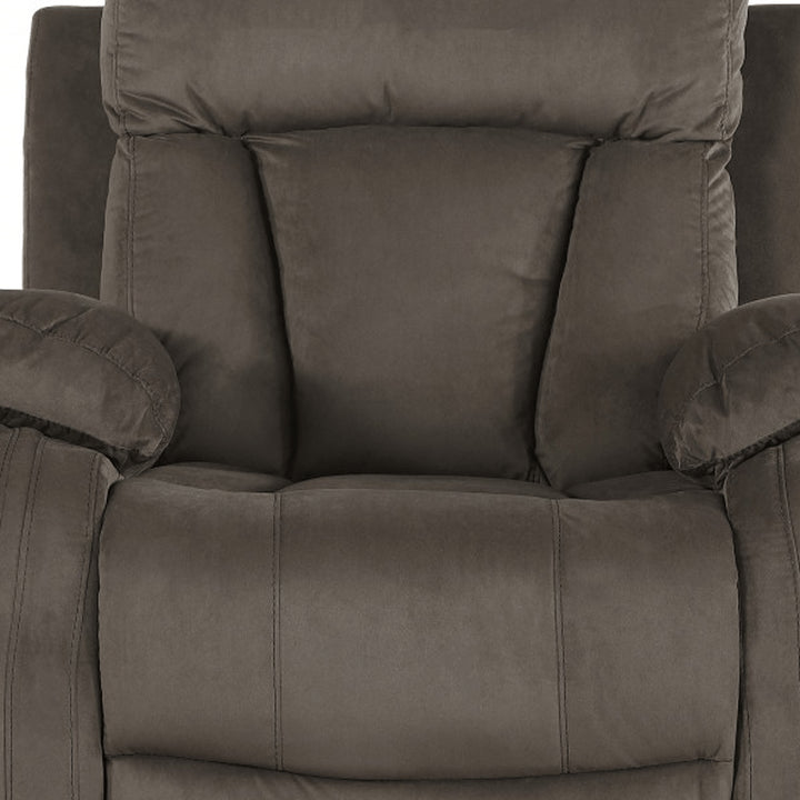 Premium Brown Microsuede Manual Recliner Chair with Steel Base - Contemporary Single-Seat Glider Reclining Chair for Modern Living Room