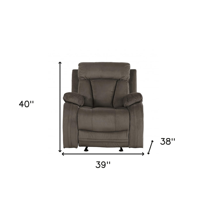 Premium Brown Microsuede Manual Recliner Chair with Steel Base - Contemporary Single-Seat Glider Reclining Chair for Modern Living Room