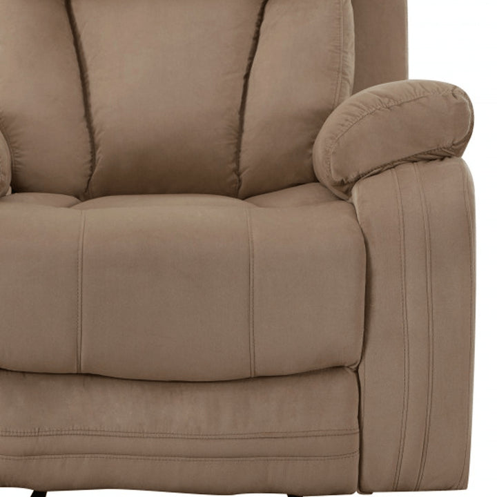 Premium Beige Microsuede Manual Recliner Chair with Steel Base - Contemporary Single-Seat Glider Reclining Chair for Modern Living Room