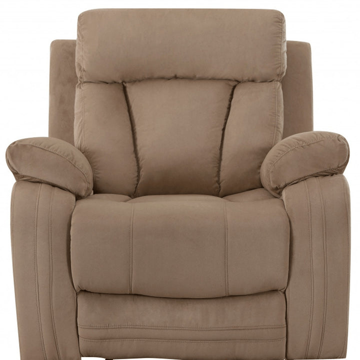 Premium Beige Microsuede Manual Recliner Chair with Steel Base - Contemporary Single-Seat Glider Reclining Chair for Modern Living Room