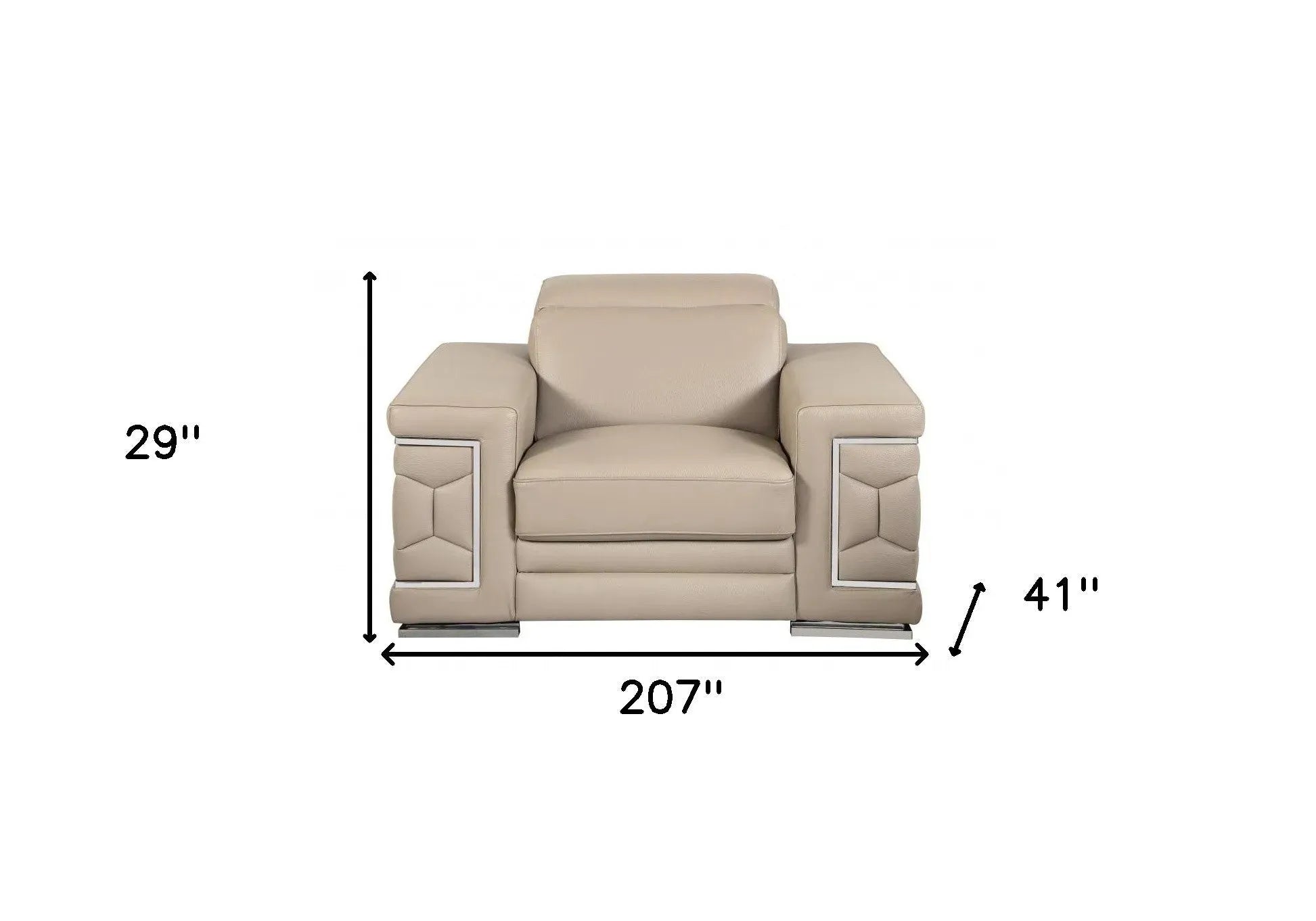 Three Piece Indoor Beige Italian Leather Six Person Seating Set