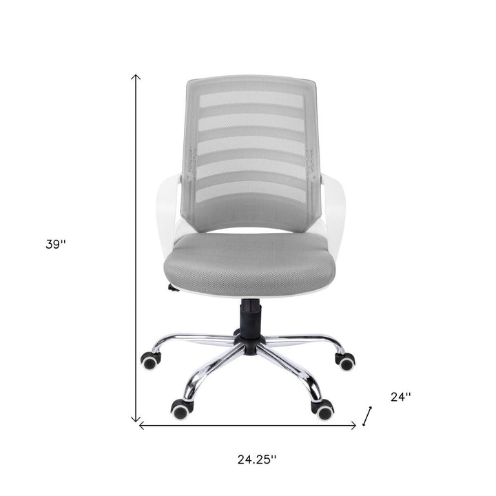 Black Polyester Seat Swivel Adjustable Task Chair Mesh Back Plastic Frame