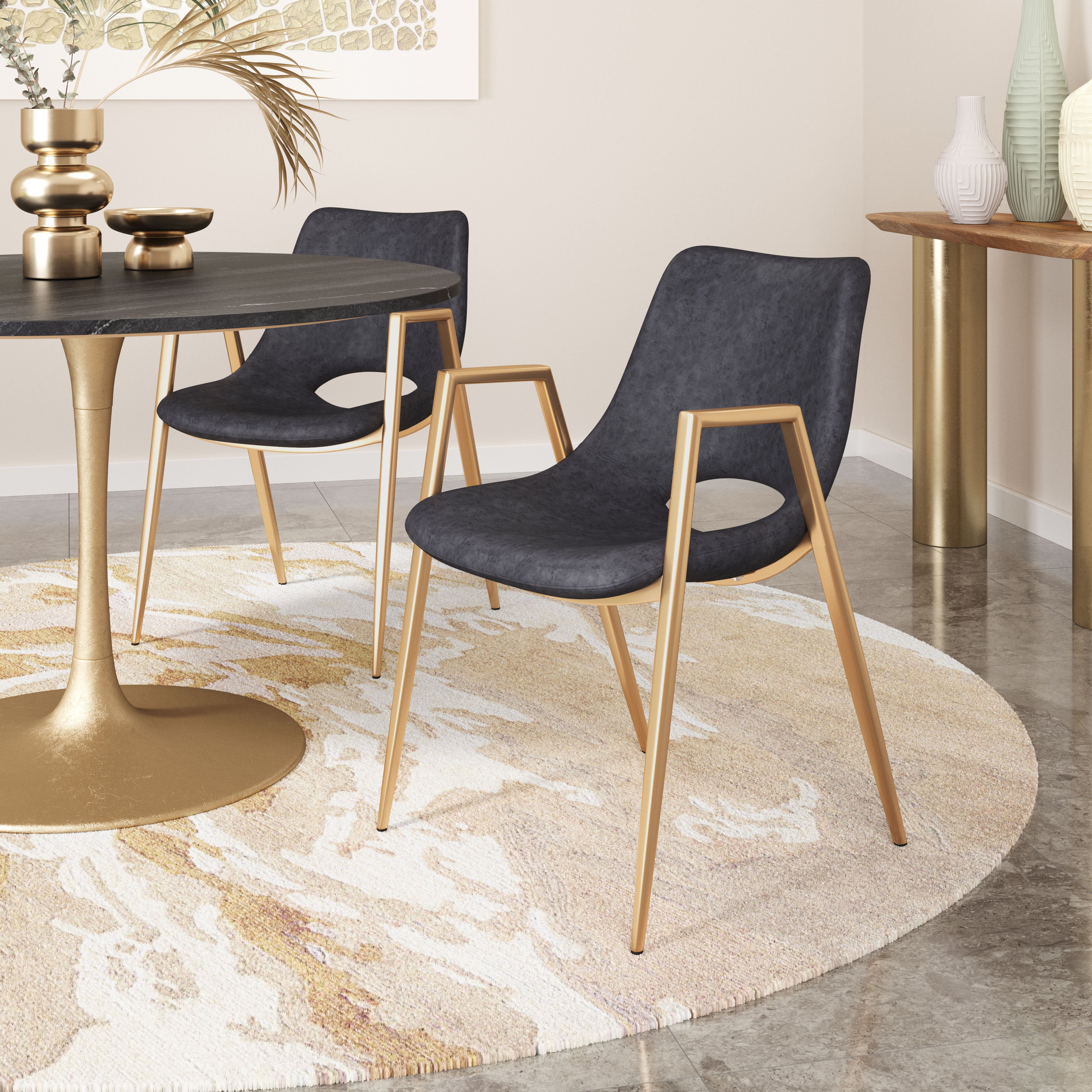 Desi Dining Chair Black & Gold