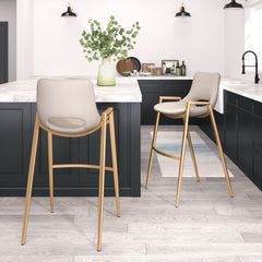 Desi Barstool Beige & Gold