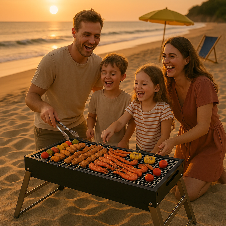 Compact Foldable Charcoal BBQ Grill with Stainless Steel Grate and Quick Setup