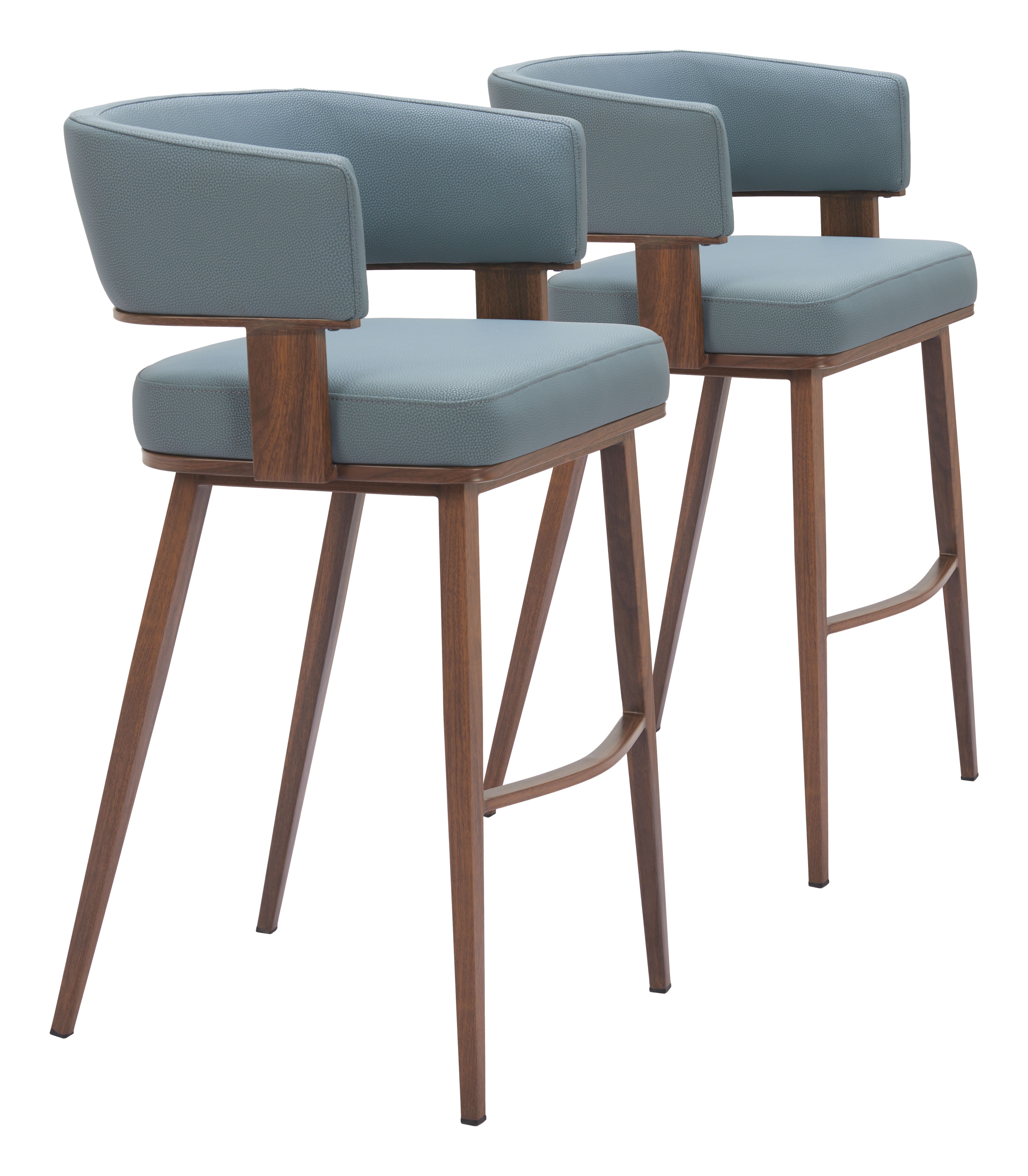 Poise Barstool Azure Gray & Walnut