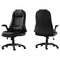 Black Faux Leather Tufted Seat Swivel Adjustable Executive Chair Leather Back Steel Frame