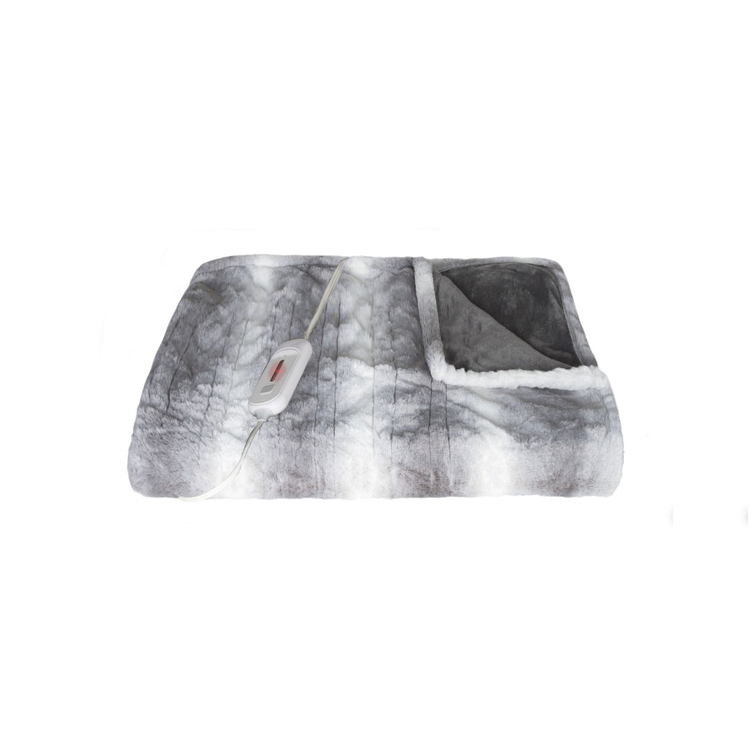 Striped Heated Electric Throw – Soft Gray & White Warmth | 50x60in Modern Blanket | Trufairs