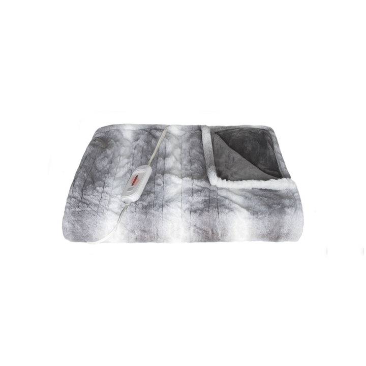 Striped Heated Electric Throw – Soft Gray & White Warmth | 50x60in Modern Blanket | Trufairs