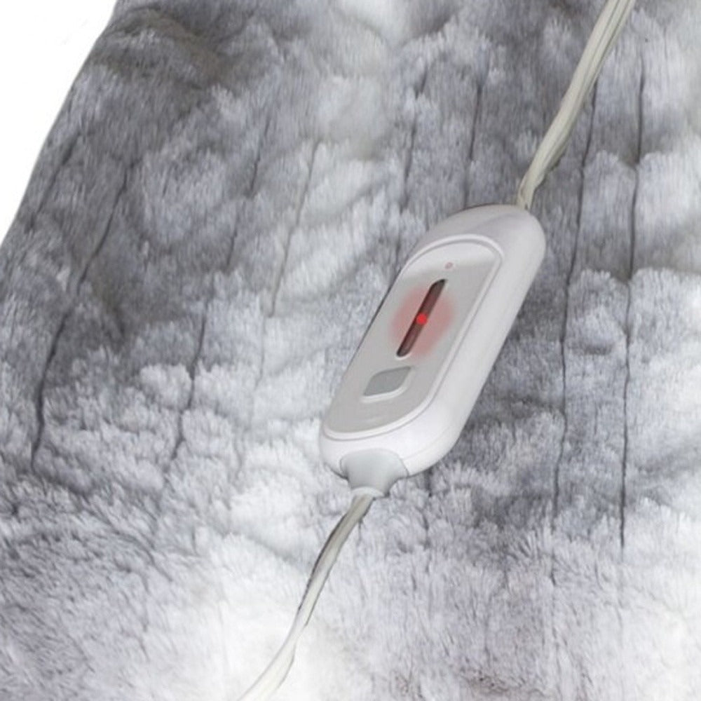 Striped Heated Electric Throw – Soft Gray & White Warmth | 50x60in Modern Blanket | Trufairs