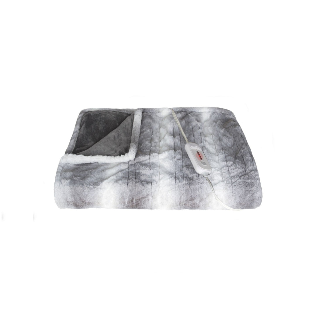 Striped Heated Electric Throw – Soft Gray & White Warmth | 50x60in Modern Blanket | Trufairs