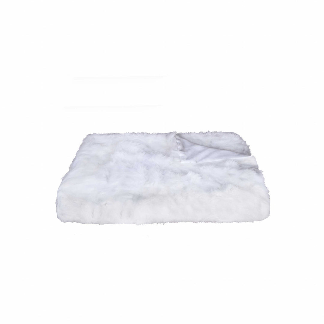 RabbitKnit White Plush Reversible Throw – Cozy Whimsical Blanket | Knitted & Plush Comfort | Trufairs
