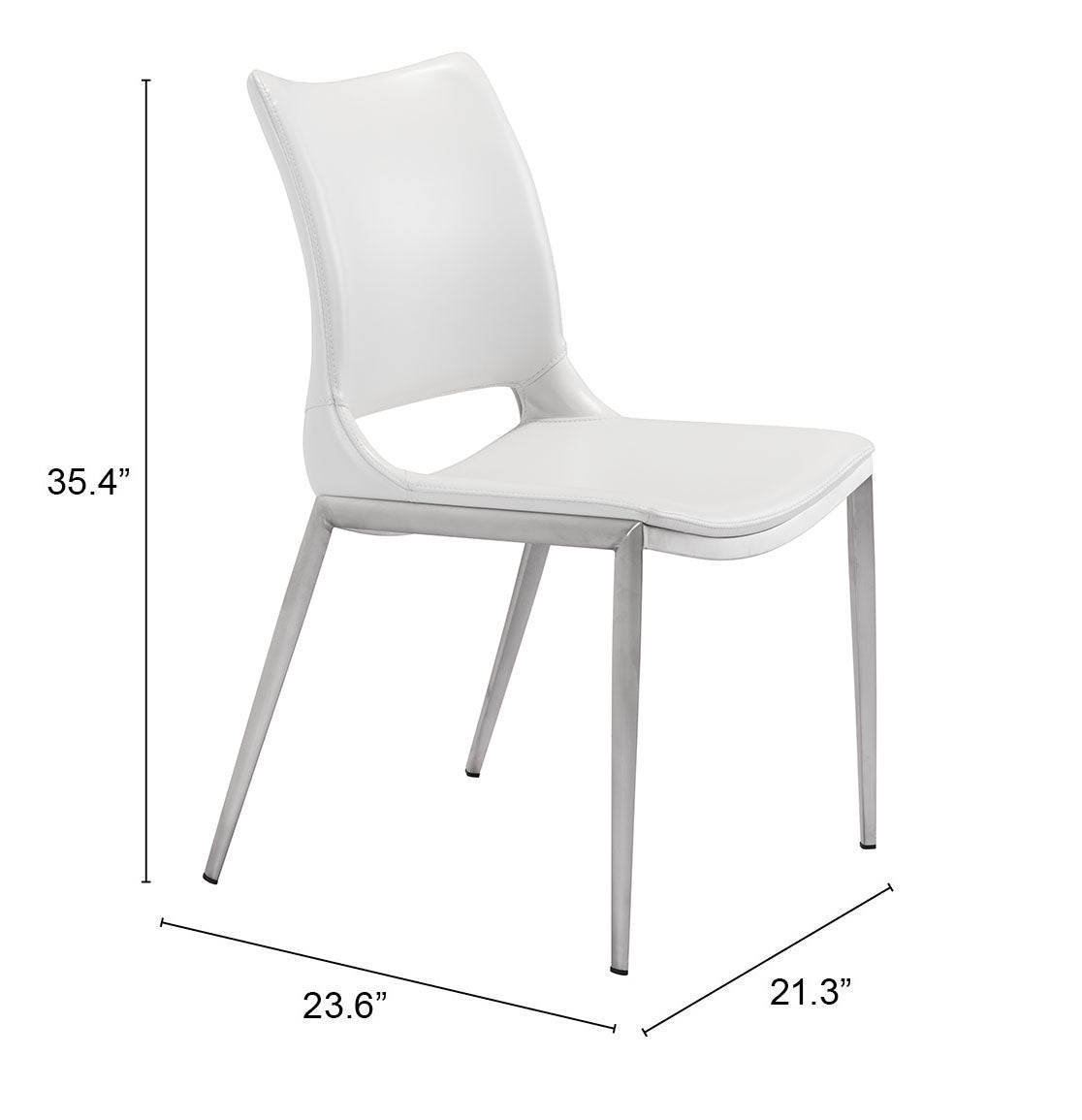 Ace Dining Chair White & Silver