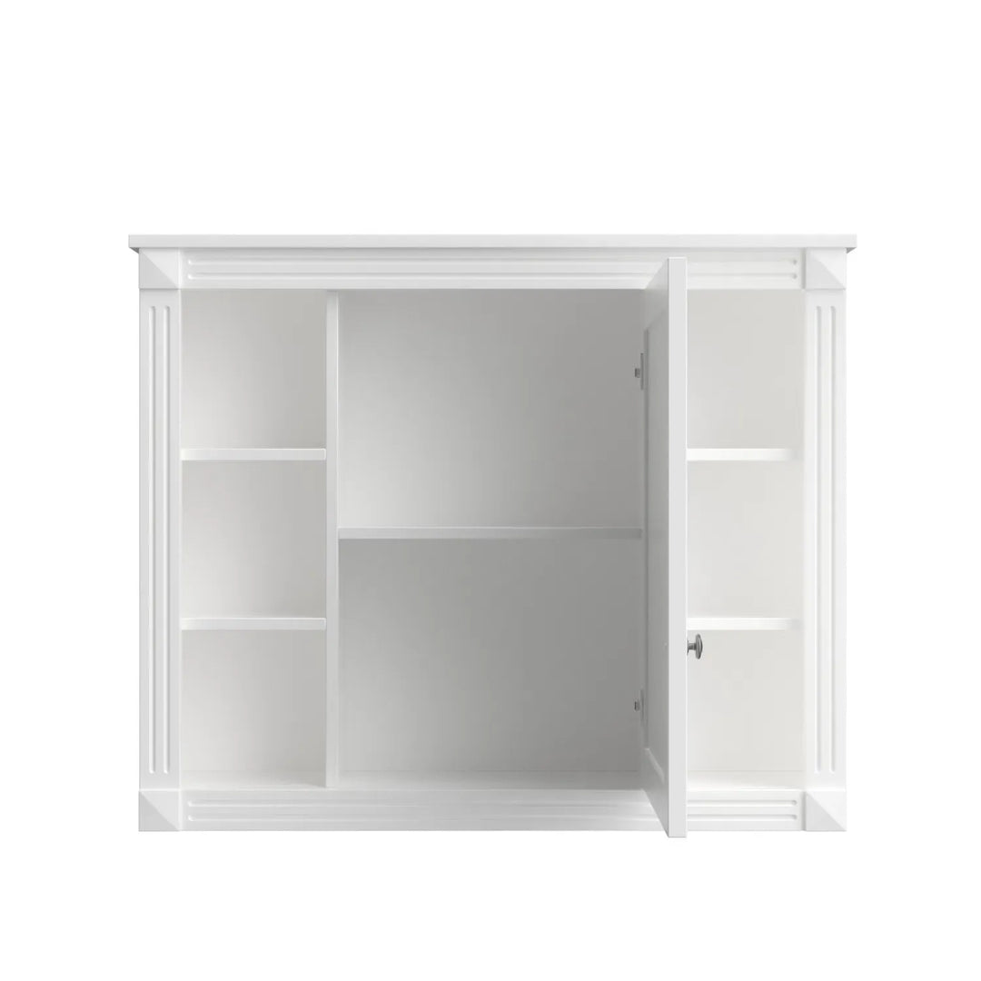 36'' Bathroom Vanity with Top Sink, Royal Blue Mirror Cabinet, Modern Bathroom Storage Cabinet with 2 Soft Closing Doors and 2 Drawers, Single Sink Bathroom Vanity