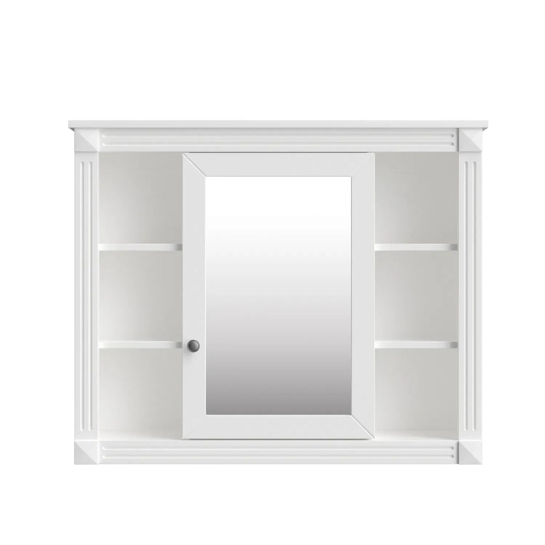36'' Bathroom Vanity with Top Sink, Royal Blue Mirror Cabinet, Modern Bathroom Storage Cabinet with 2 Soft Closing Doors and 2 Drawers, Single Sink Bathroom Vanity