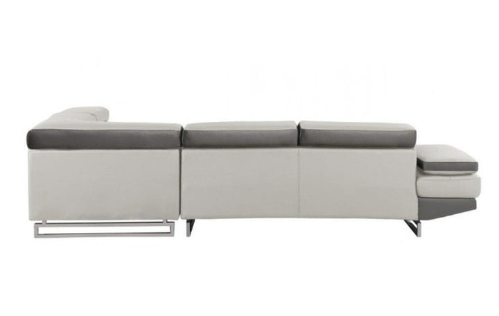 White Leather L Shaped Two Piece Corner Sectional