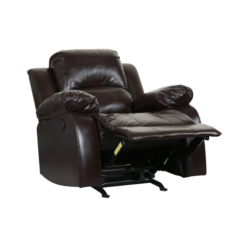 Brown Leather Match Manual Reclining Chair - Premium Comfort for Living Room Relaxation