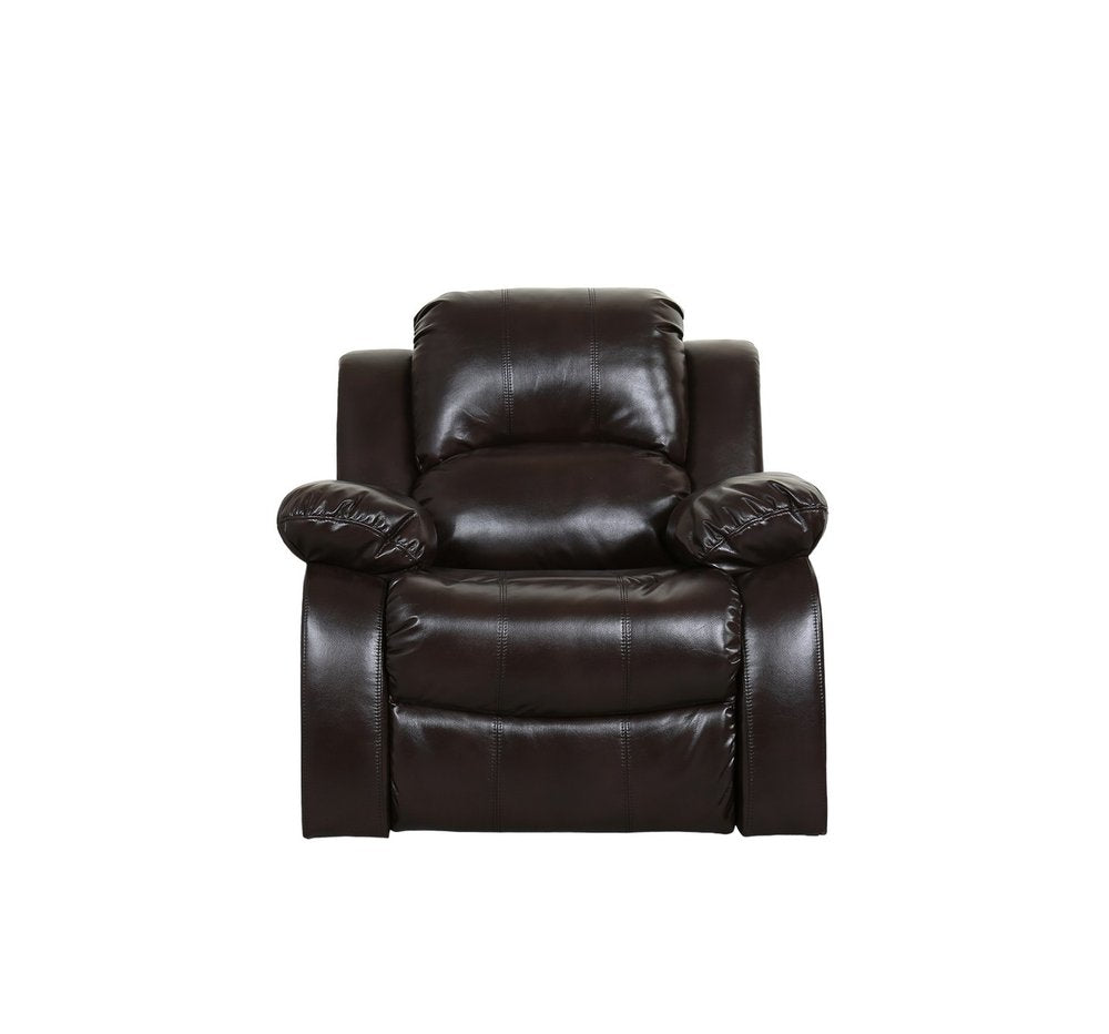 Brown Leather Match Manual Reclining Chair - Premium Comfort for Living Room Relaxation